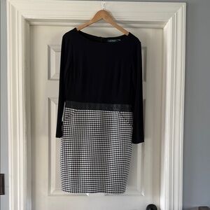 Elegant Black and White Houndstooth Dress